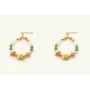 Pendientes con perno bolita y aro con semipreciosa