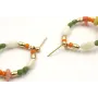 Pendientes con perno bolita y aro con semipreciosa