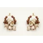 Pendientes aro con bolas de madera, corales blanco