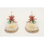 Pendientes aro brillo con concha blanca y dorada c