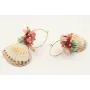 Pendientes aro brillo con concha blanca y dorada c