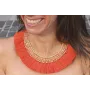 Collar babero con flecos naranjas con entrepieza d