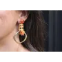 Pendientes perno brillo naranja con coralitos nara