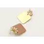 Pendientes perno flor oro mate y cuadrado esmaltad