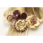 Collar ancho con fleco en oro mate, flores esmalta