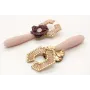 Pendientes miyuki rosa mate con flor esmaltada gra