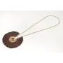 Collar largo roseton pompones color topo, brillo n