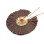 Collar largo roseton pompones color topo, brillo n