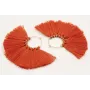 Pendientes de aro con pompones naranjas y rueditas