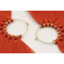 Pendientes de aro con pompones naranjas y rueditas