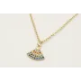 Solitario con abanico de microbrillos y cadena de 