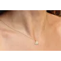 Solitario con abanico de microbrillos y cadena de 