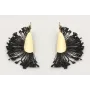 Pendientes de lamina oro mate con estambres en col