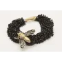 Pulsera varias vueltas cadena facetadas negras y m