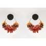 Pendientes aro con corales y perno en color negro 