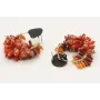 Pendientes aro con corales y perno en color negro 