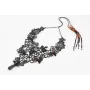 Collar de crochet negro, flores negras y corales c