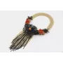 Collar flores negras,burruños de corales y flecos
