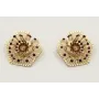 Pendientes con miyuki beige y flores esmaltadas en