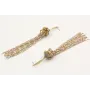 Pendientes largos con cadena bola esmaltada blanca