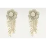 Pendientes hoja palmera en oro mate con flores esm
