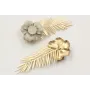 Pendientes hoja palmera en oro mate con flores esm