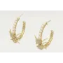 Pendientes aro cosido coral blanco con hormiga esm