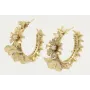 Pendientes cosido con flores oro mate y rematadas 