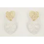 Pendientes hoja esmaltada blanca con perno de hoja
