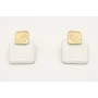 Pendientes cuadrado esmaltado blanco con perno cua
