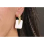 Pendientes cuadrado esmaltado blanco con perno hoj
