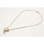 Collar con cadena bolas facetadas grises y cadena 