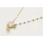 Collar con cadena bolas facetadas grises y cadena 