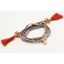 Pulsera de seda natural gris con rueda estriada, c