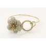 Pulsera doble aro oro brillo con flor con flor esm