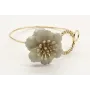 Pulsera doble aro oro brillo con flor con flor esm