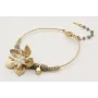 Pulsera rigida con piedras color topo y flor centr