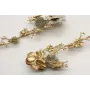 Pendientes rama coral oro mate con flor esmaltada 