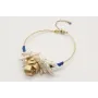 Pulsera rihgida con macreme azul, centro de liston