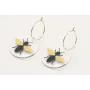 Pendientes aro dorado brillo con disco metacrilato