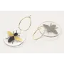 Pendientes aro dorado brillo con disco metacrilato