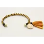Pulsera rigida forrada con seda natural amarilla c
