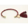 Pulsera rigida forrada con seda natural granate co