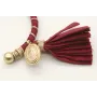 Pulsera rigida forrada con seda natural granate co