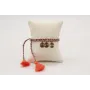 Pulsera trenza macrame morados, rosa con disco est