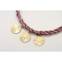 Pulsera trenza macrame morados, rosa con disco est