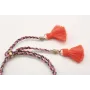 Pulsera trenza macrame morados, rosa con disco est