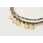 Pulsera trenza macrame en marrones con disco peque