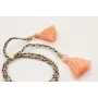 Pulsera trenza macrame en marrones con disco peque