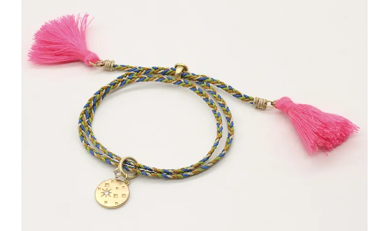Pulsera trenza macrame verde oliva, marron, azul y